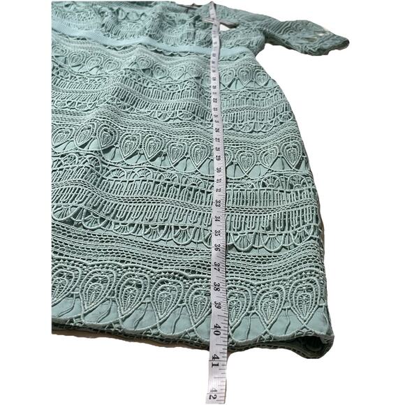 Eva Mendes NY&C Crochet Lace Midi Cocktail Dress Mint Green Petite‎ M NWT - Picture 7 of 15